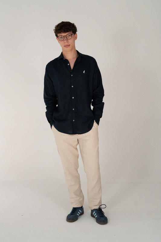 Camisa de manga larga Azul